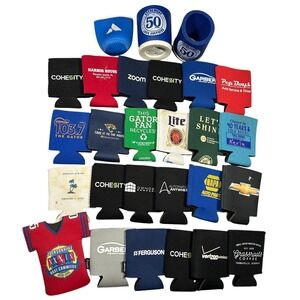 Lot of 27 Assorted Can Koozies Miller Lite Super Bowl NAPA Pep Boys Chevrolet